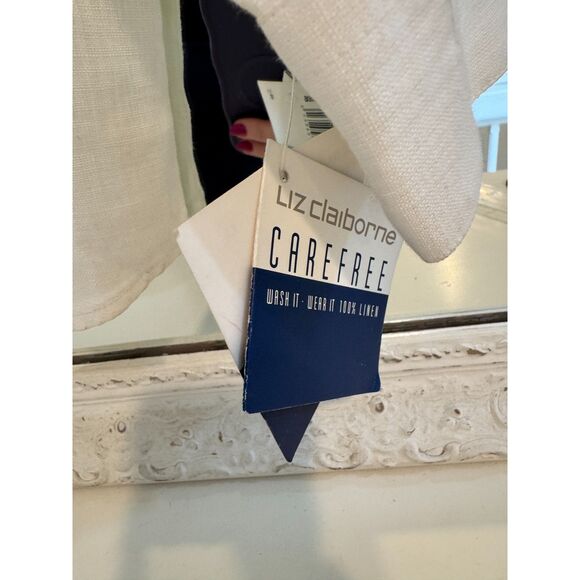 Vintage NWT Liz Claiborne 100%  Linen White Top Button Up Shirt Long Sleeve - Picture 4 of 5